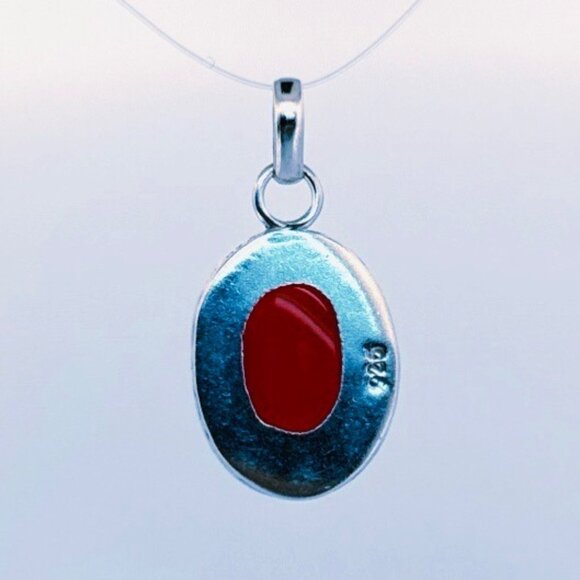 Vintage Sterling Silver 925 Carnelian Oval Pendant 7.8g 18x29mm Estate Jewelry - Picture 3 of 9